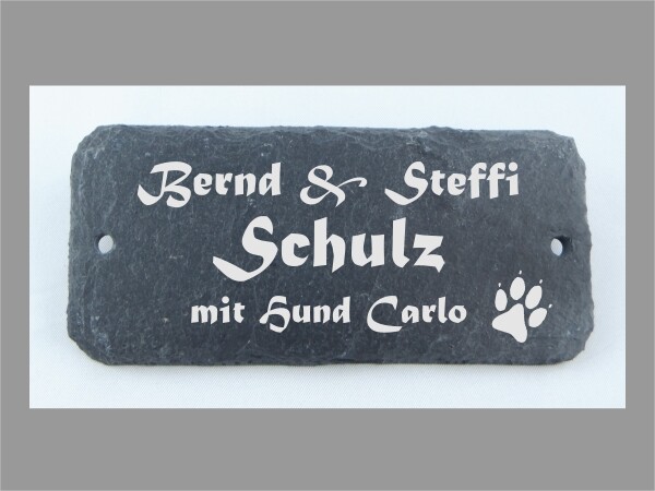 graviertes Tür- und Namenschild aus Schiefer (Rechteck)