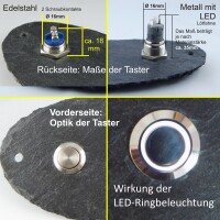 graviertes Klingel- & Namenschild aus Schiefer mit Klingeltaster (Oval/Größe L)