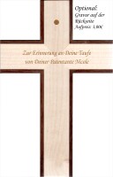 Taufkreuz aus Holz mit Gravur