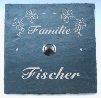 graviertes Klingel- & Namenschild aus Schiefer mit...