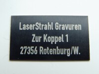 Aluminiumschild bis 6cm², lasergraviert 3-zeilig
