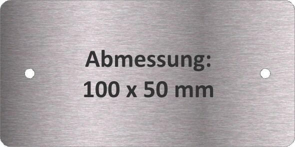 Schild (100x50mm) mit Bohrungen und Text-Gravur