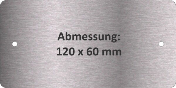 Schild (120x60mm) mit Bohrungen und Text-Gravur