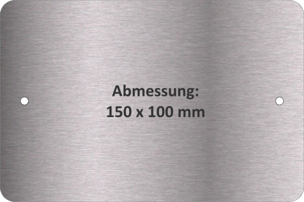 Schild (150x100mm) mit Bohrungen und Text-Gravur