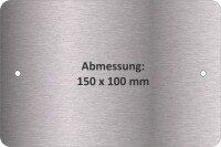 Schild (150x100mm) mit Bohrungen und Text-Gravur